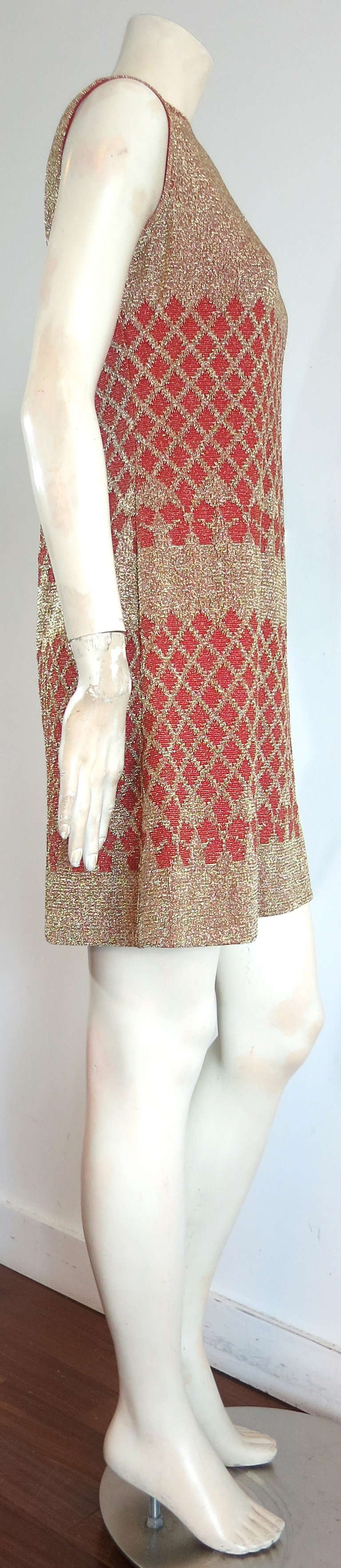 1960's PIERRE BALMAIN Metallic tricot knit dress In Excellent Condition In Newport Beach, CA
