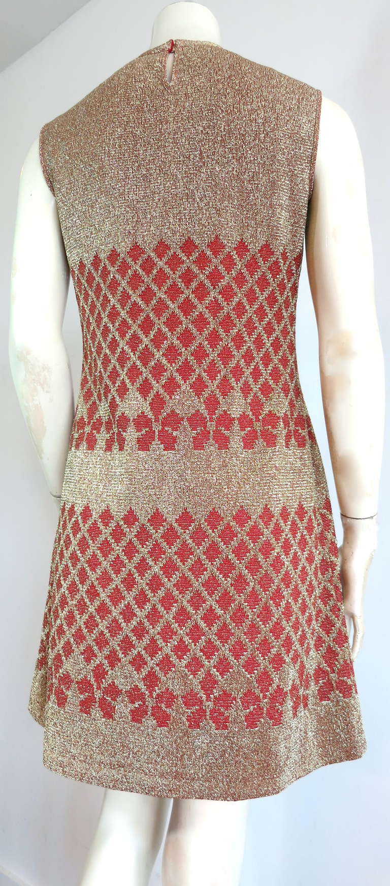 1960's PIERRE BALMAIN Metallic tricot knit dress 1