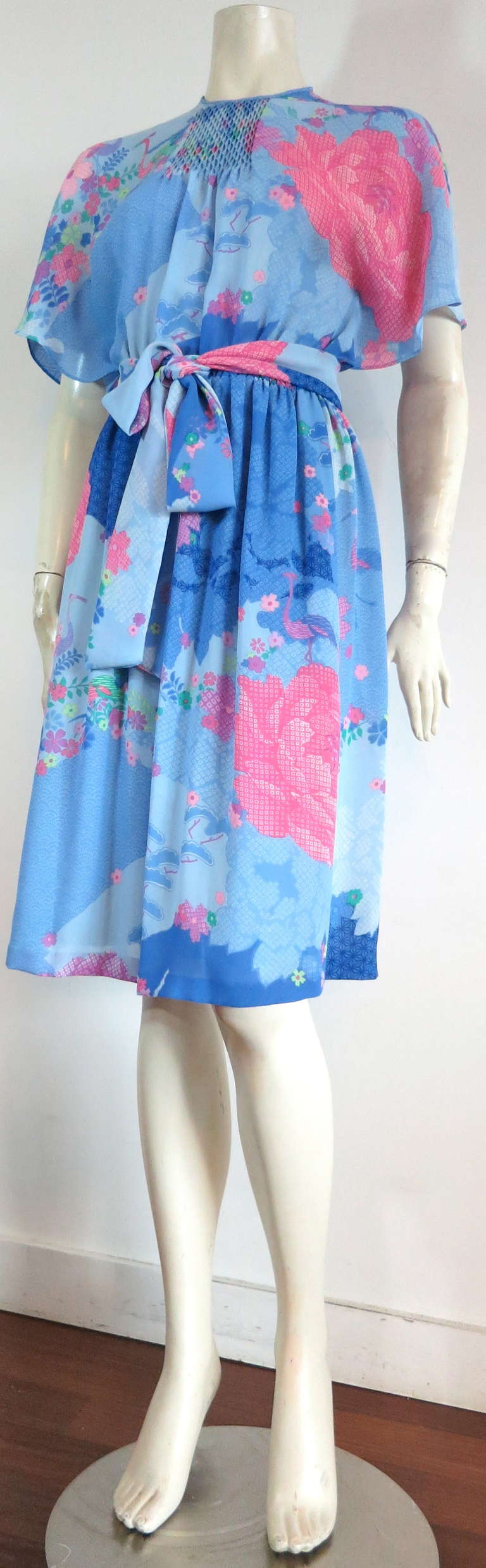 Women's Vintage HANAE MORI Japanese floral crepe dress For Sale