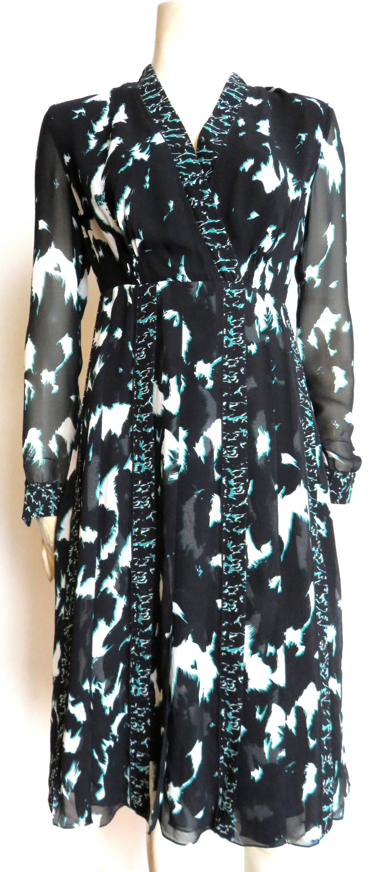 New 2015 PROENZA SCHOULER Silk feather print dress In New Condition For Sale In Newport Beach, CA