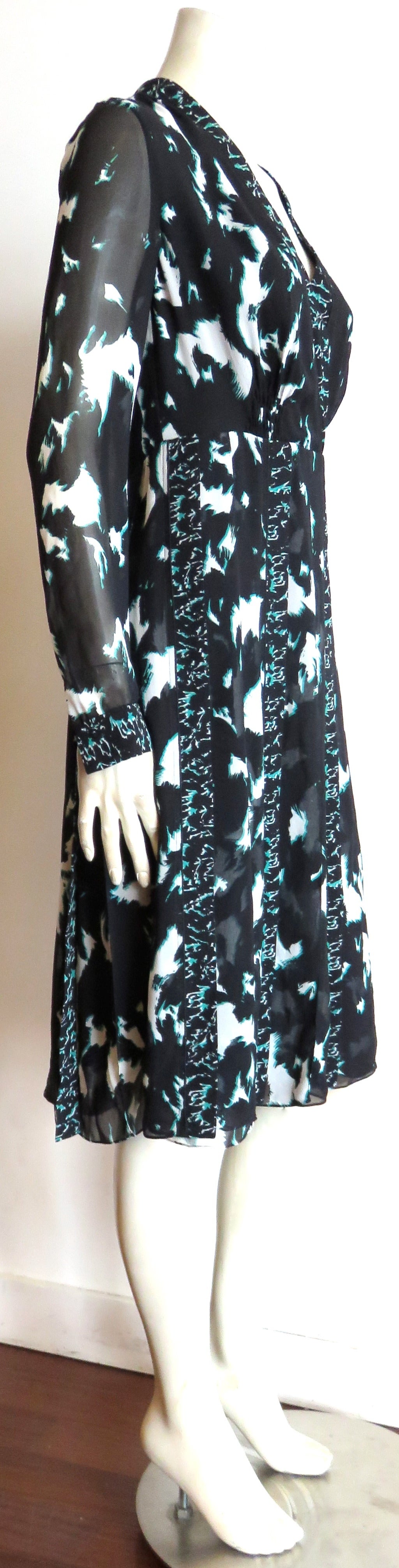 Women's New 2015 PROENZA SCHOULER Silk feather print dress For Sale