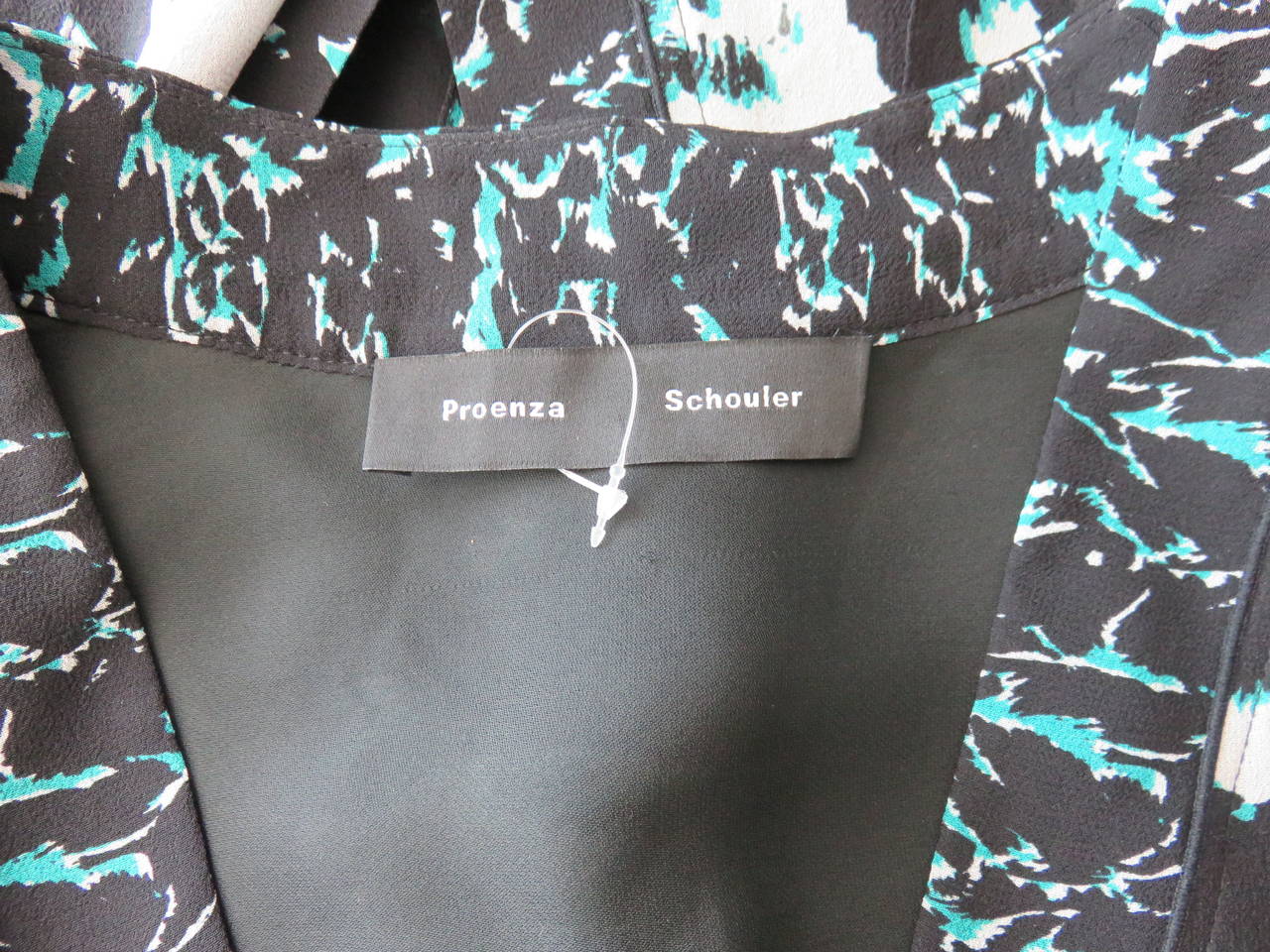 New 2015 PROENZA SCHOULER Silk feather print dress For Sale 5