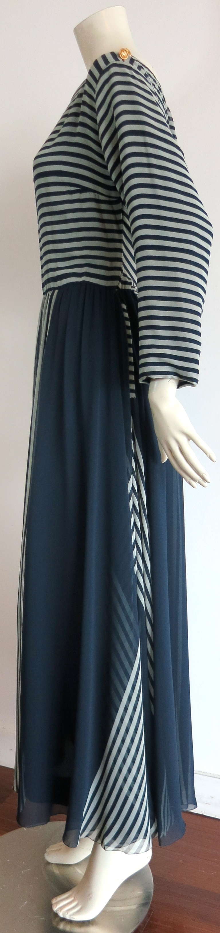 Vintage CHANEL Navy silk stripe dress 2