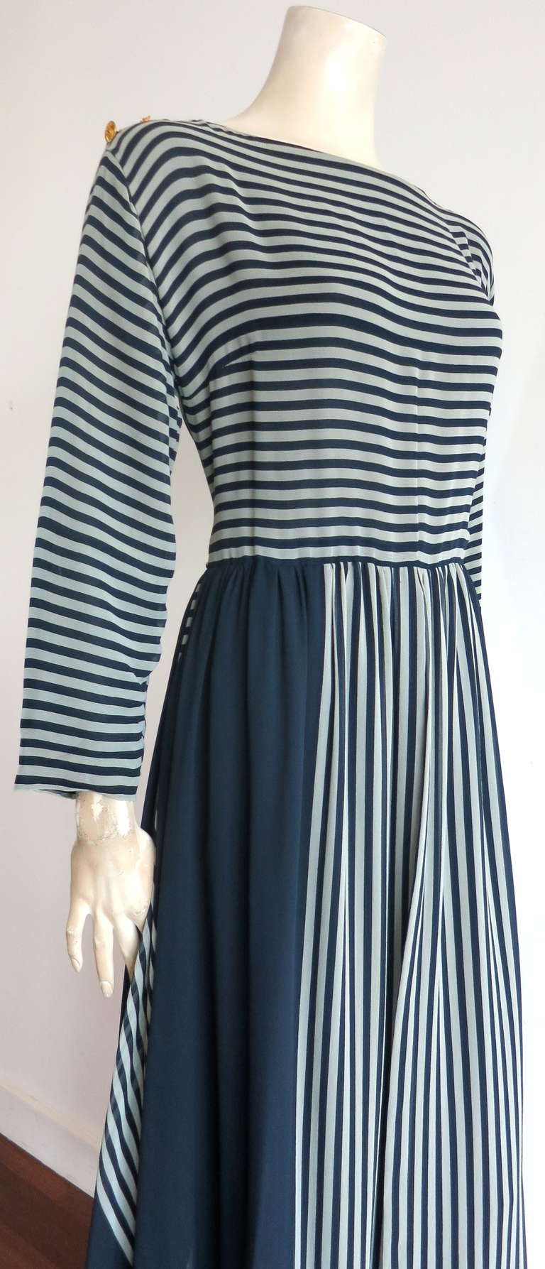 Vintage CHANEL Navy silk stripe dress 1