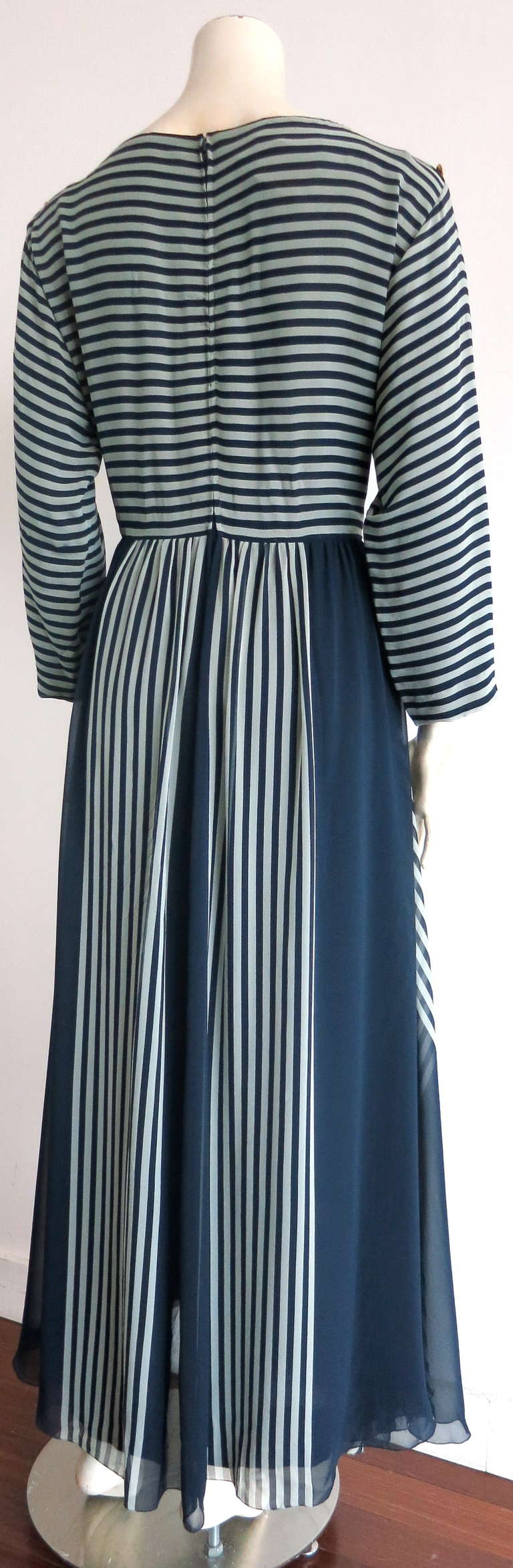 Vintage CHANEL Navy silk stripe dress 3