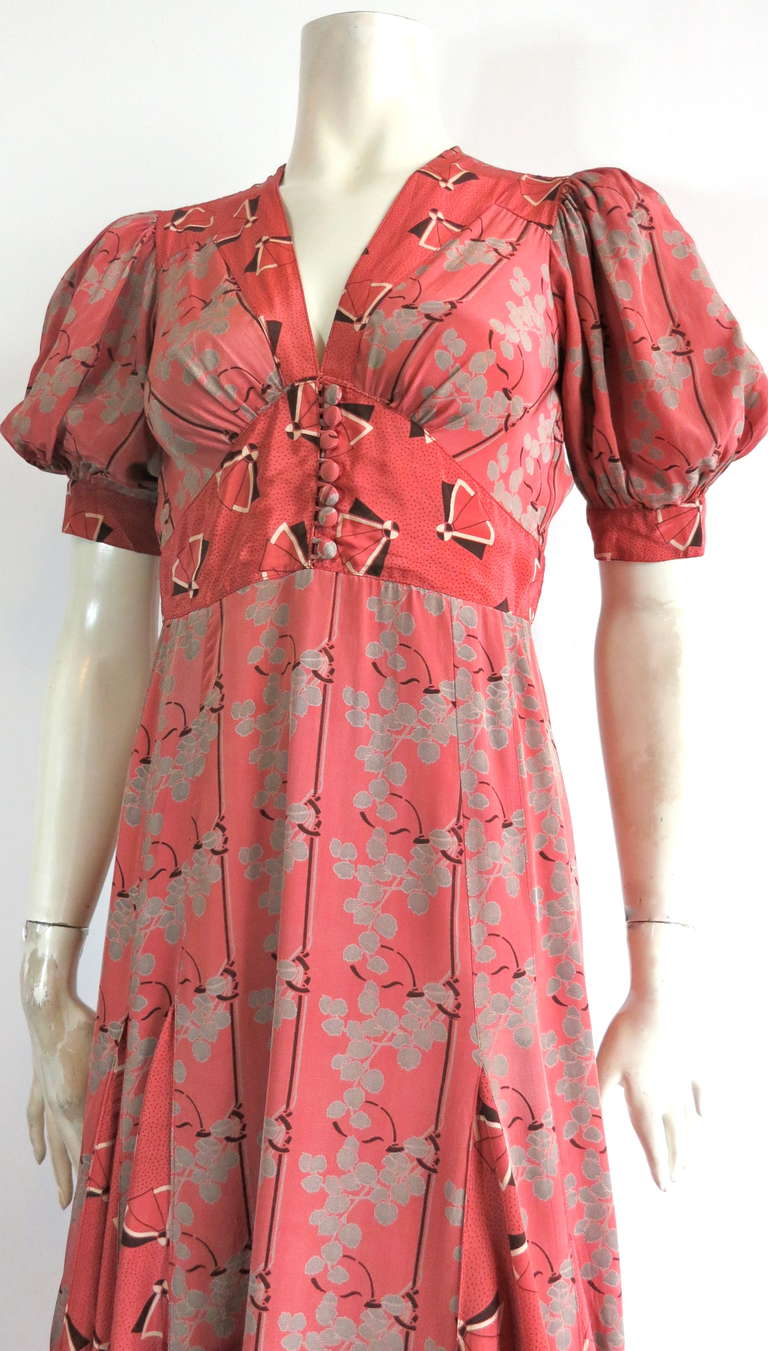 Pink 1970's JEFF BANKS Dual print godet dress For Sale