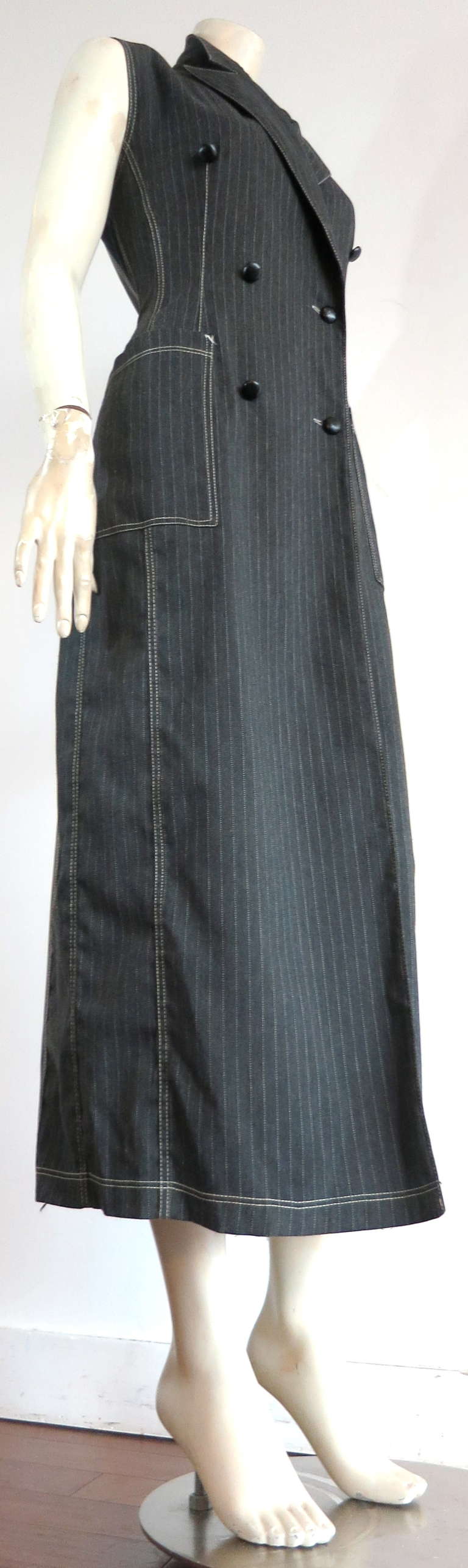 Women's 1980's GAULTIER Pinstripe coat dress For Sale