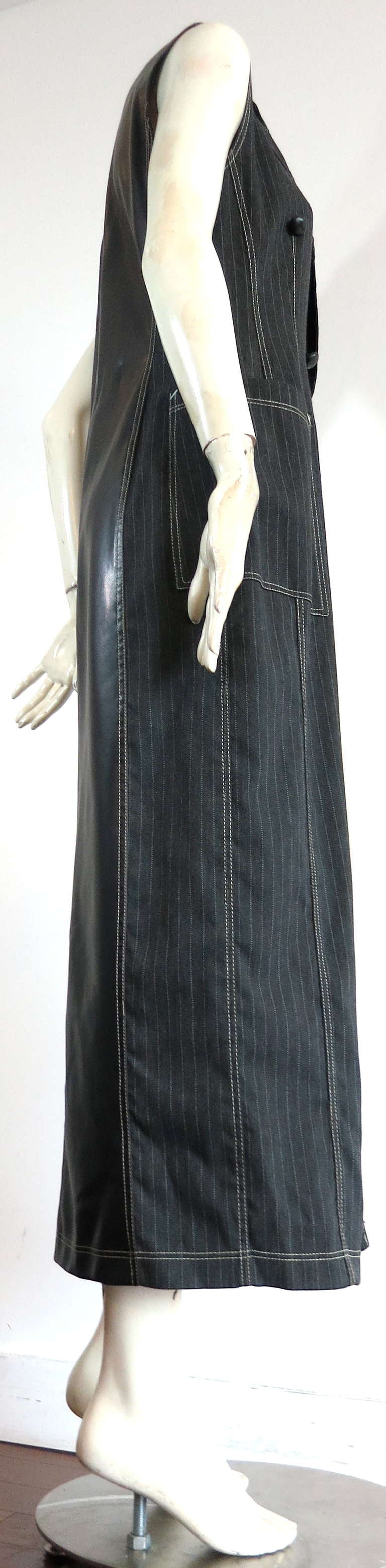 1980's GAULTIER Pinstripe coat dress For Sale 1