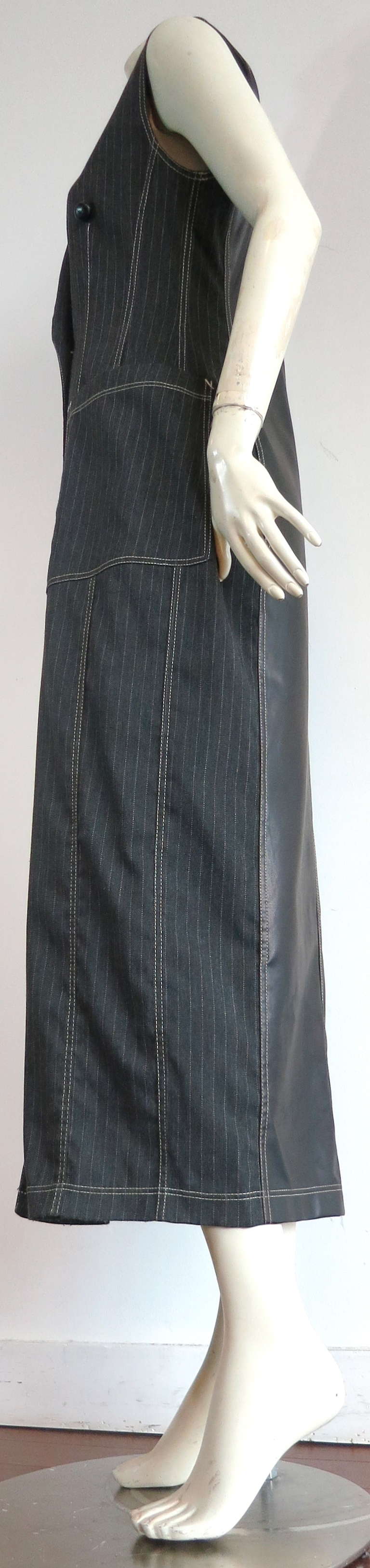 1980's GAULTIER Pinstripe coat dress For Sale 3