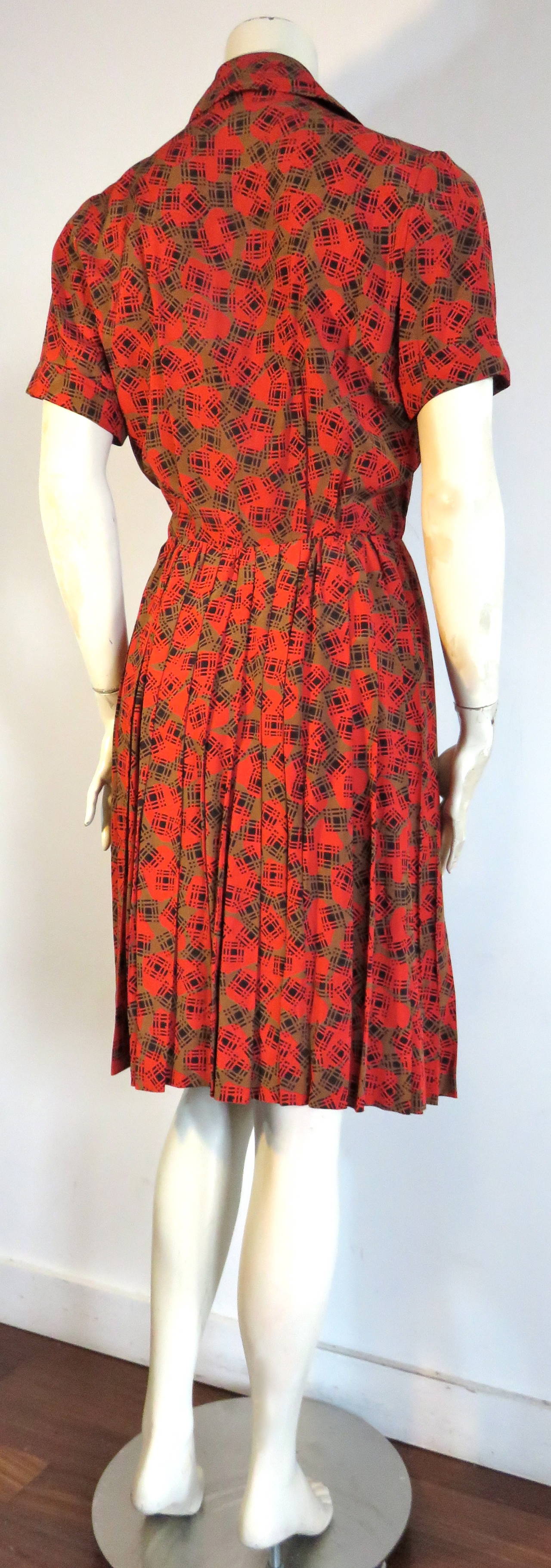 Women's 1970's YVES SAINT LAURENT Silk button down day dress YSL For Sale