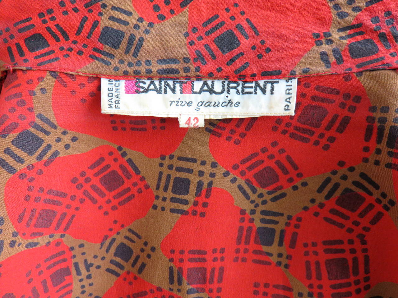 1970's YVES SAINT LAURENT Silk button down day dress YSL For Sale 1