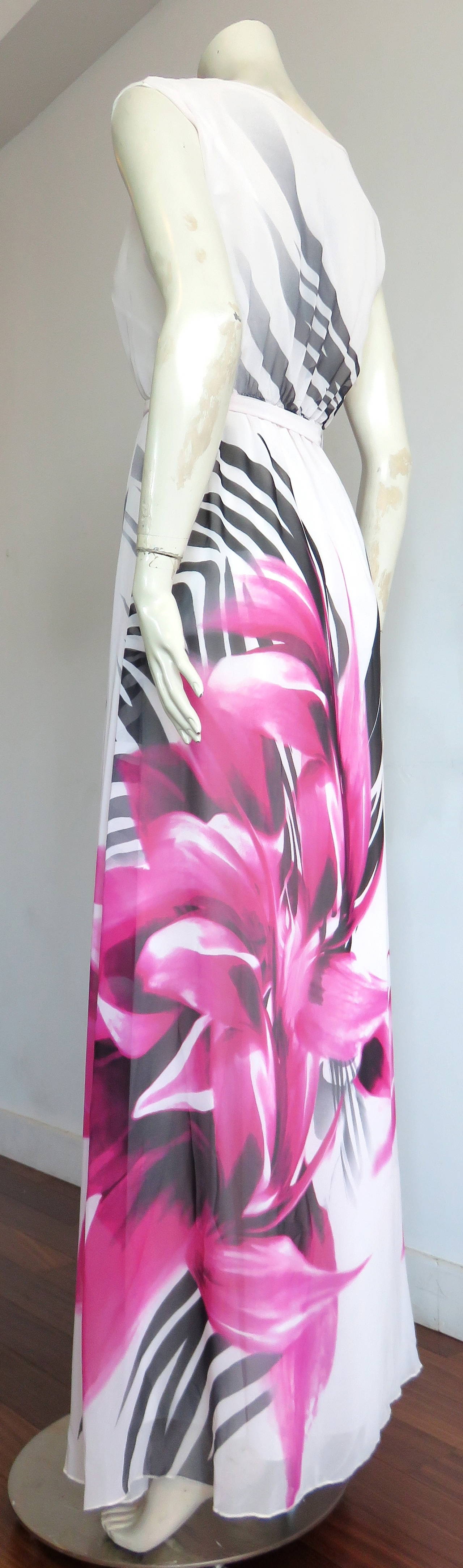 ROBERTO CAVALLI Zebra flower silk dress - New For Sale 1