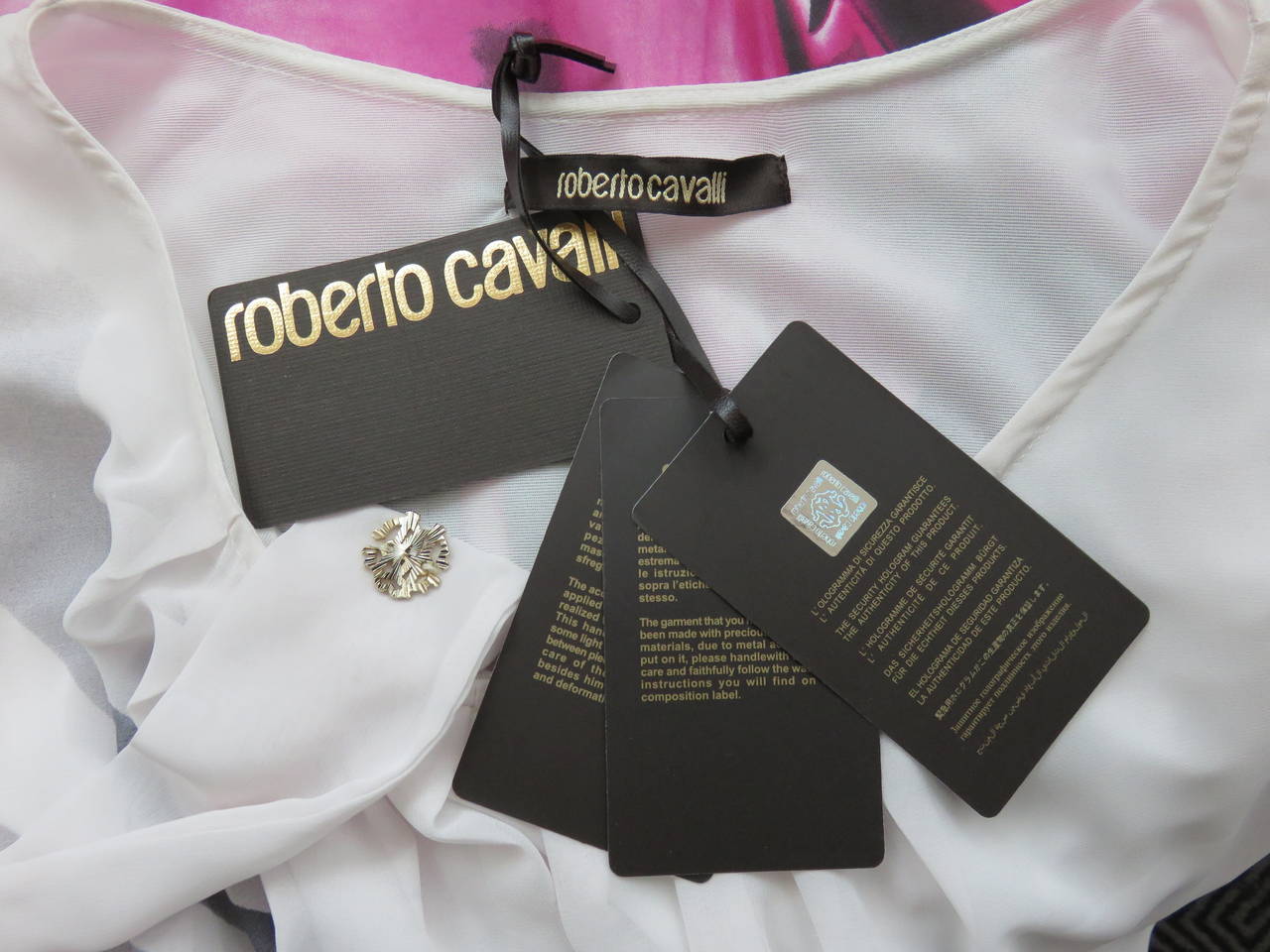 ROBERTO CAVALLI Zebra flower silk dress - New For Sale 3