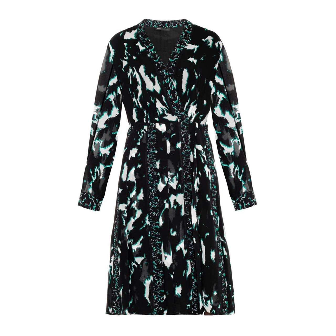 New 2015 PROENZA SCHOULER Silk feather print dress For Sale