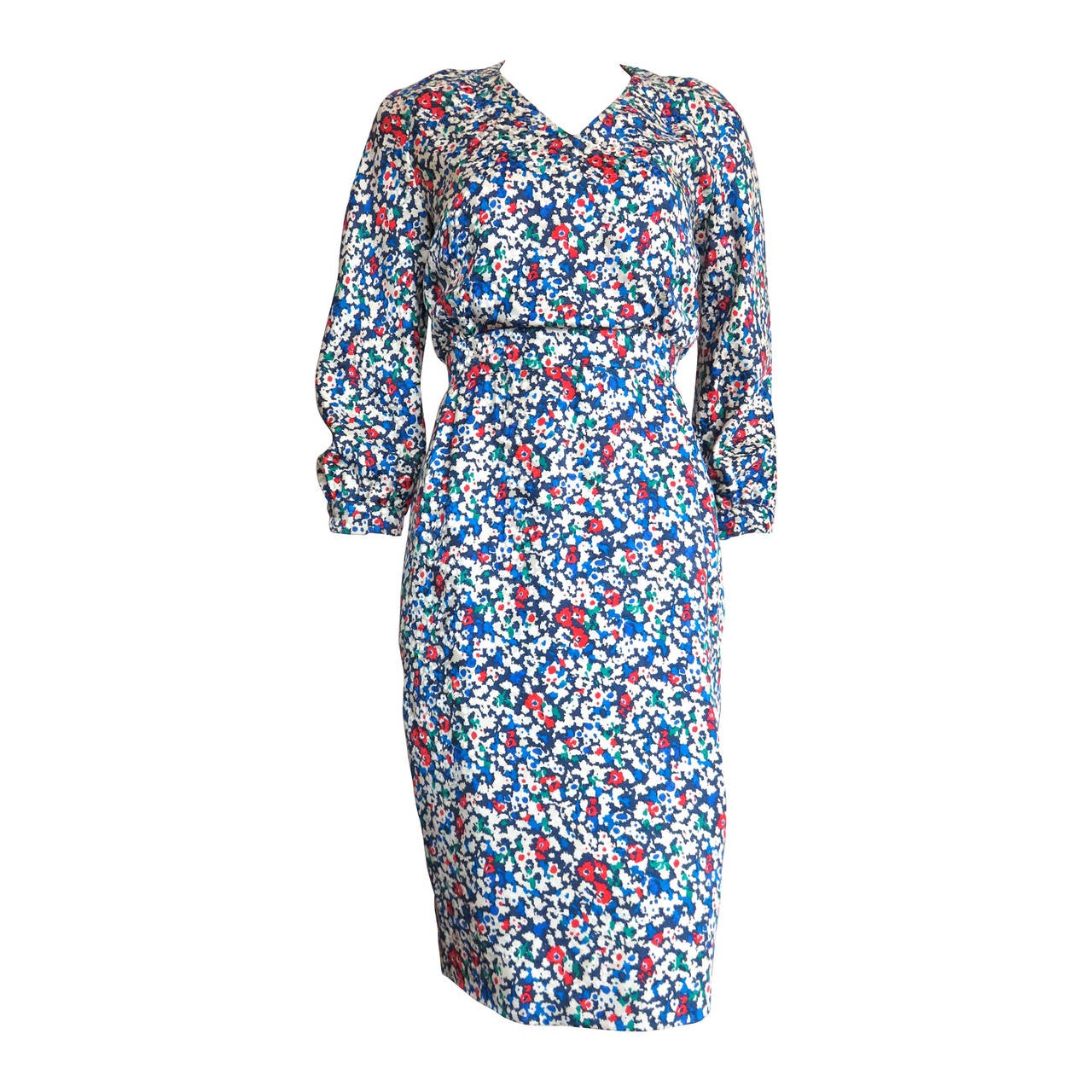 1980's VALENTINO Silk floral day dress For Sale
