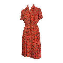 1970's YVES SAINT LAURENT Silk button down day dress YSL