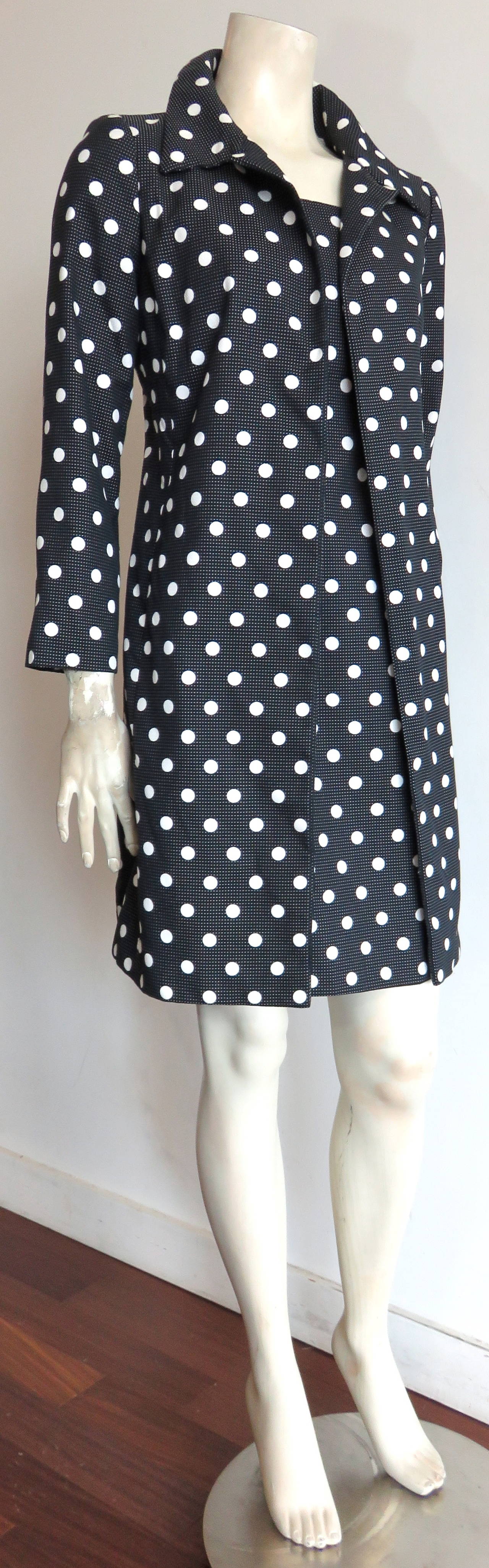 1990's OSCAR DE LA RENTA Polka-dot 2pc. dress & coat set 2