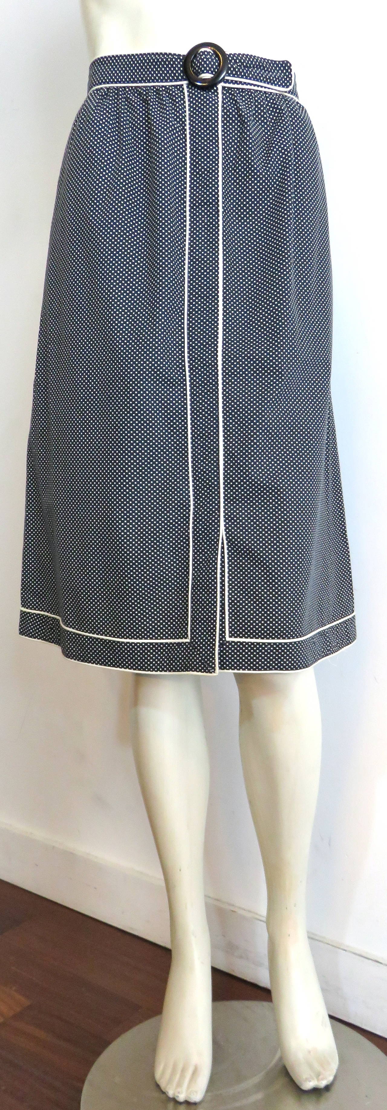 Black 1980's VALENTINO Dotted skirt For Sale