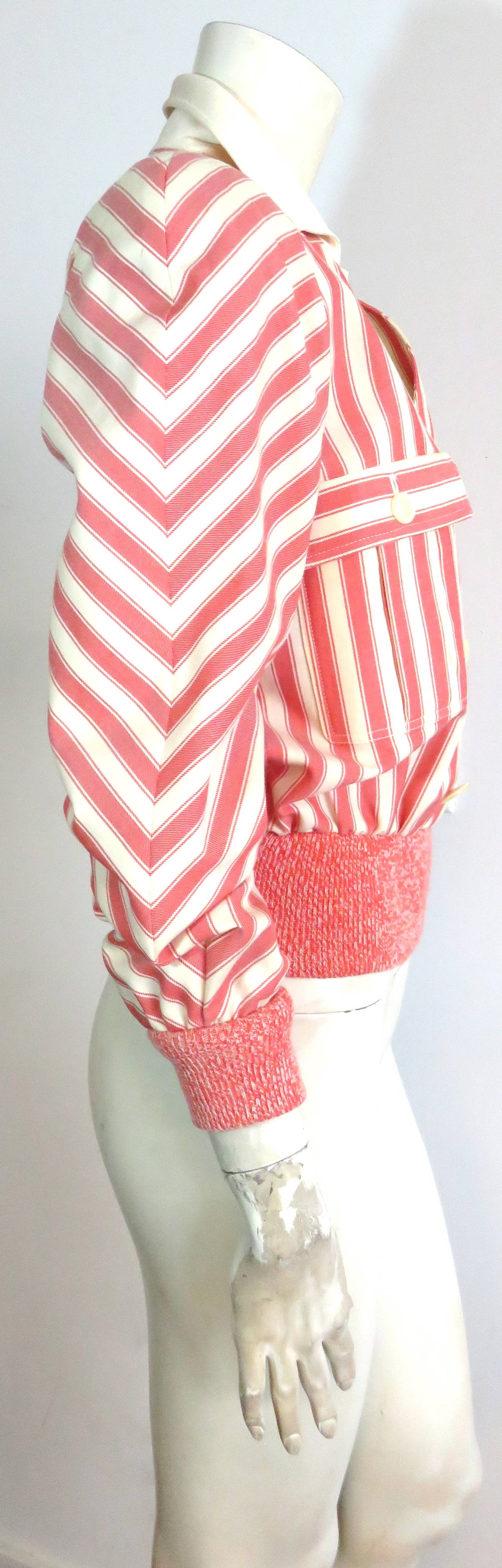 Pink 1980's VALENTINO Striped blouson pop-over jacket For Sale