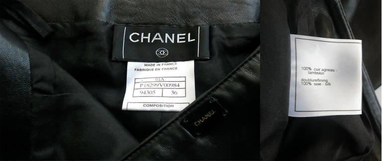 CHANEL PARIS Lambskin leather & tweed 2pc. pant suit 4