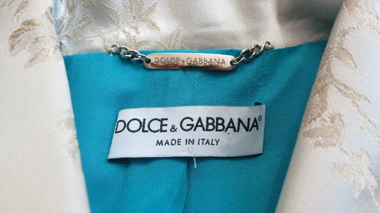 DOLCE & GABBANA Satin floral brocade evening skirt suit For Sale 3