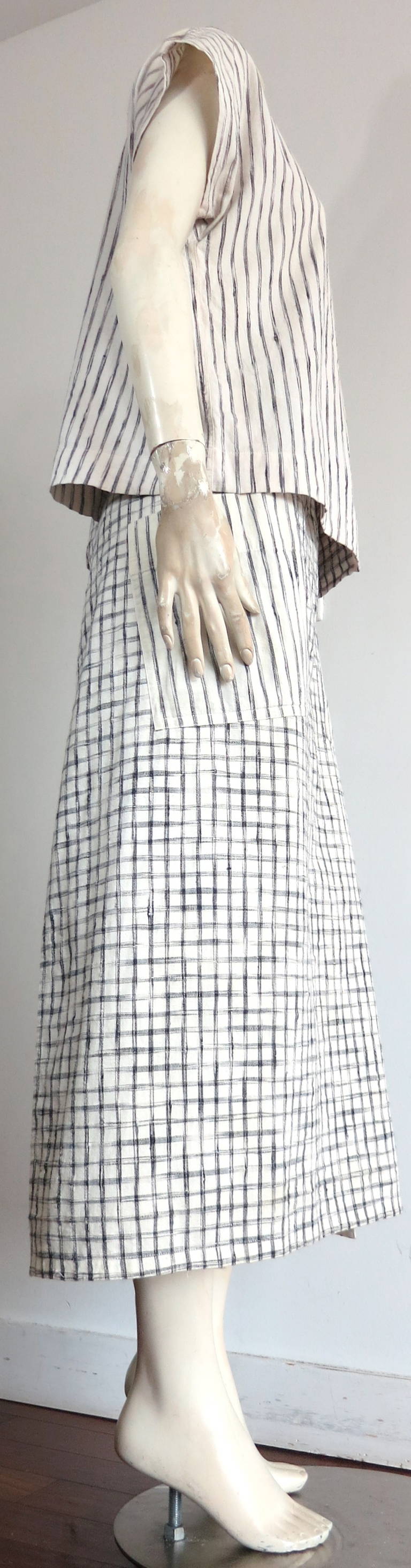 1980's ISSEY MIYAKE Woven ikat 2pc. skirt set In Excellent Condition For Sale In Newport Beach, CA