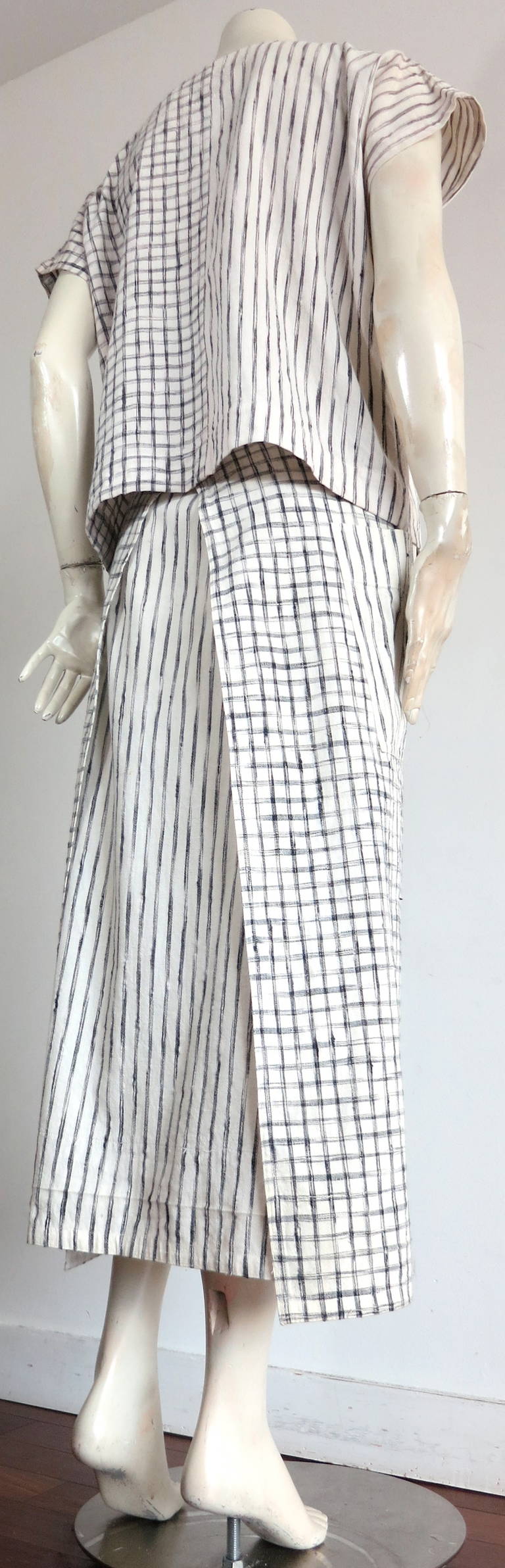 1980's ISSEY MIYAKE Woven ikat 2pc. skirt set For Sale 1