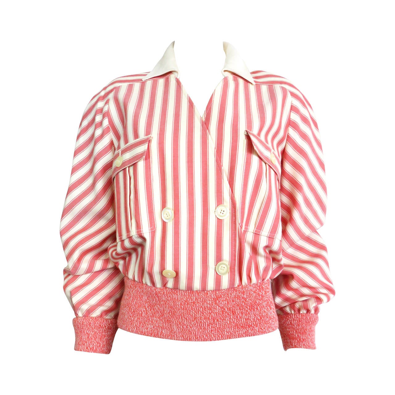1980's VALENTINO Striped blouson pop-over jacket For Sale