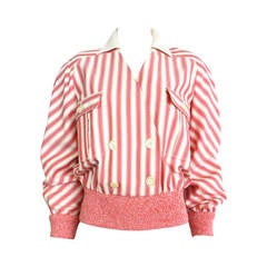 Vintage 1980's VALENTINO Striped blouson pop-over jacket