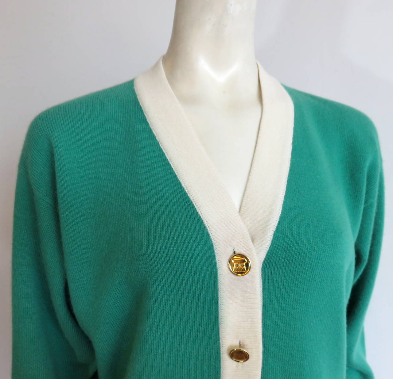 Blue CHANEL PARIS Pure cashmere cardigan jacket For Sale