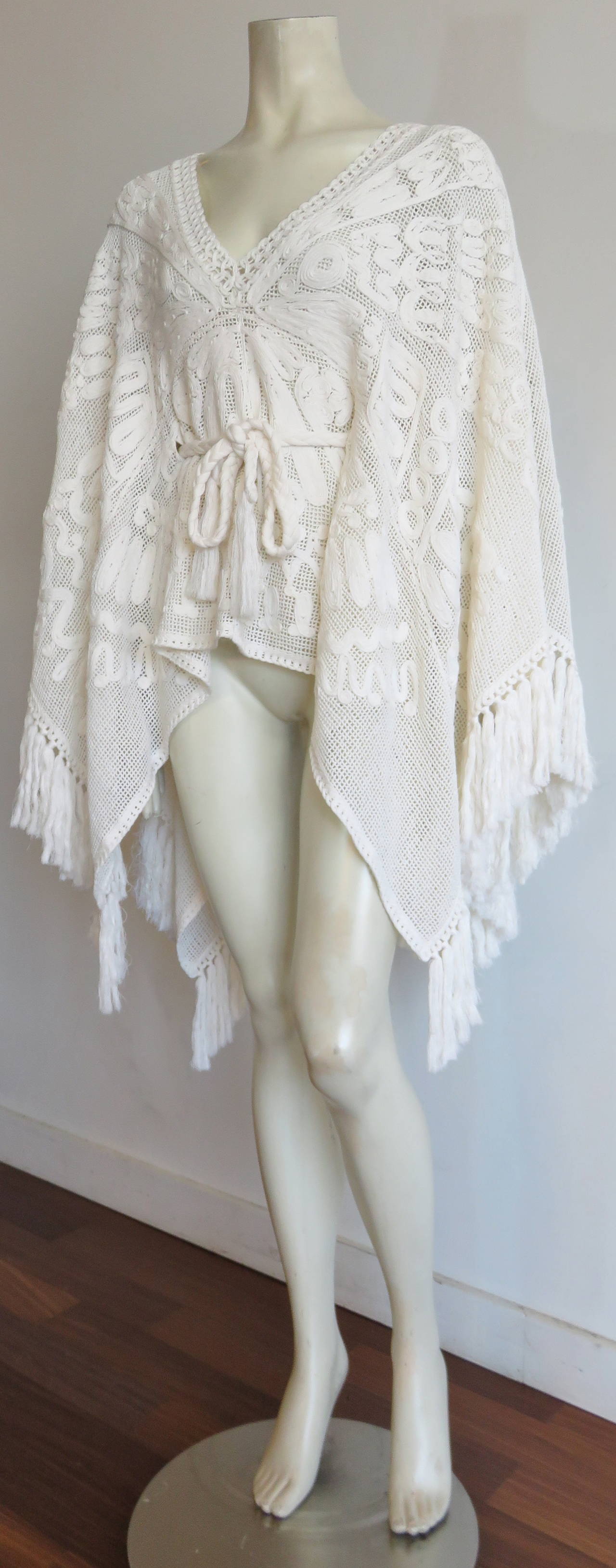 Women's EMILIO PUCCI Soutache crochet fringe poncho - new