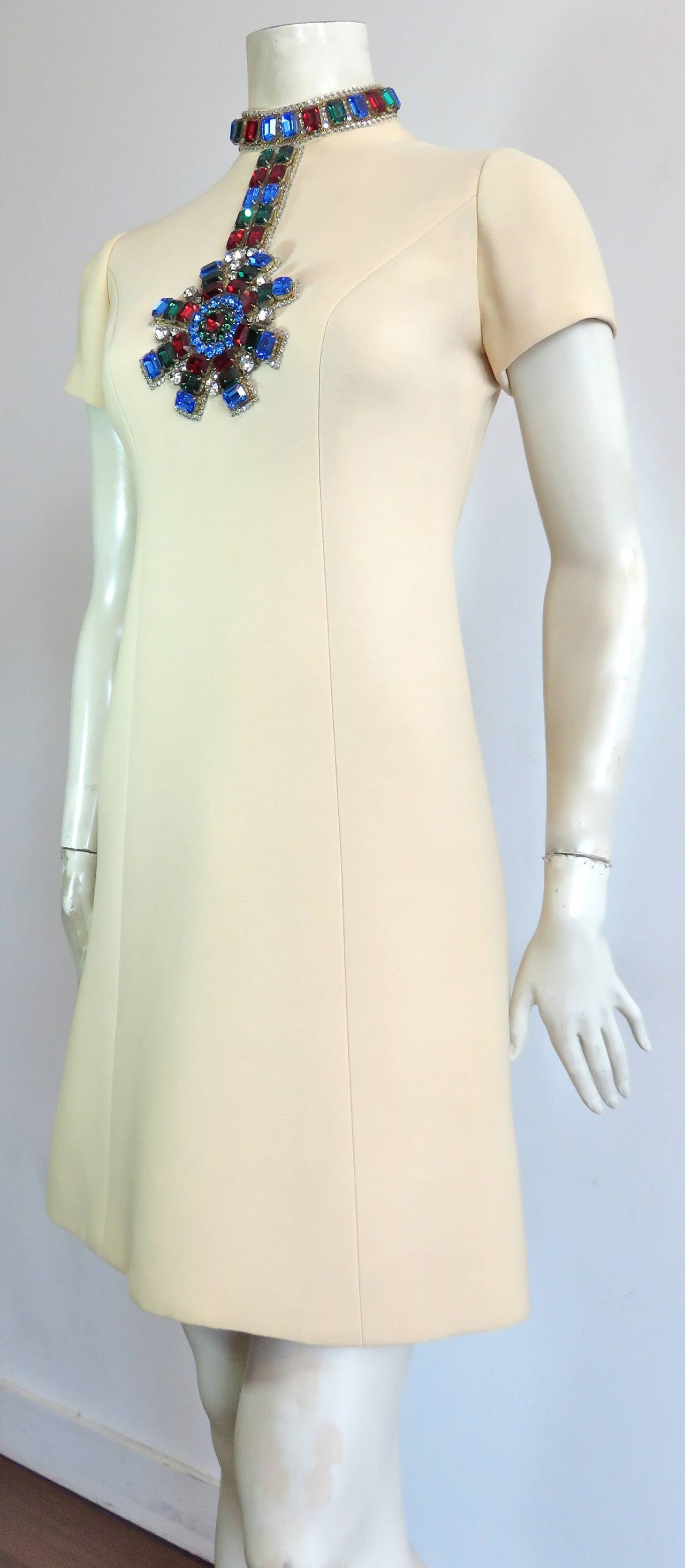 1969 NORMAN NORELL Iconic jeweled cocktail evening dress 3