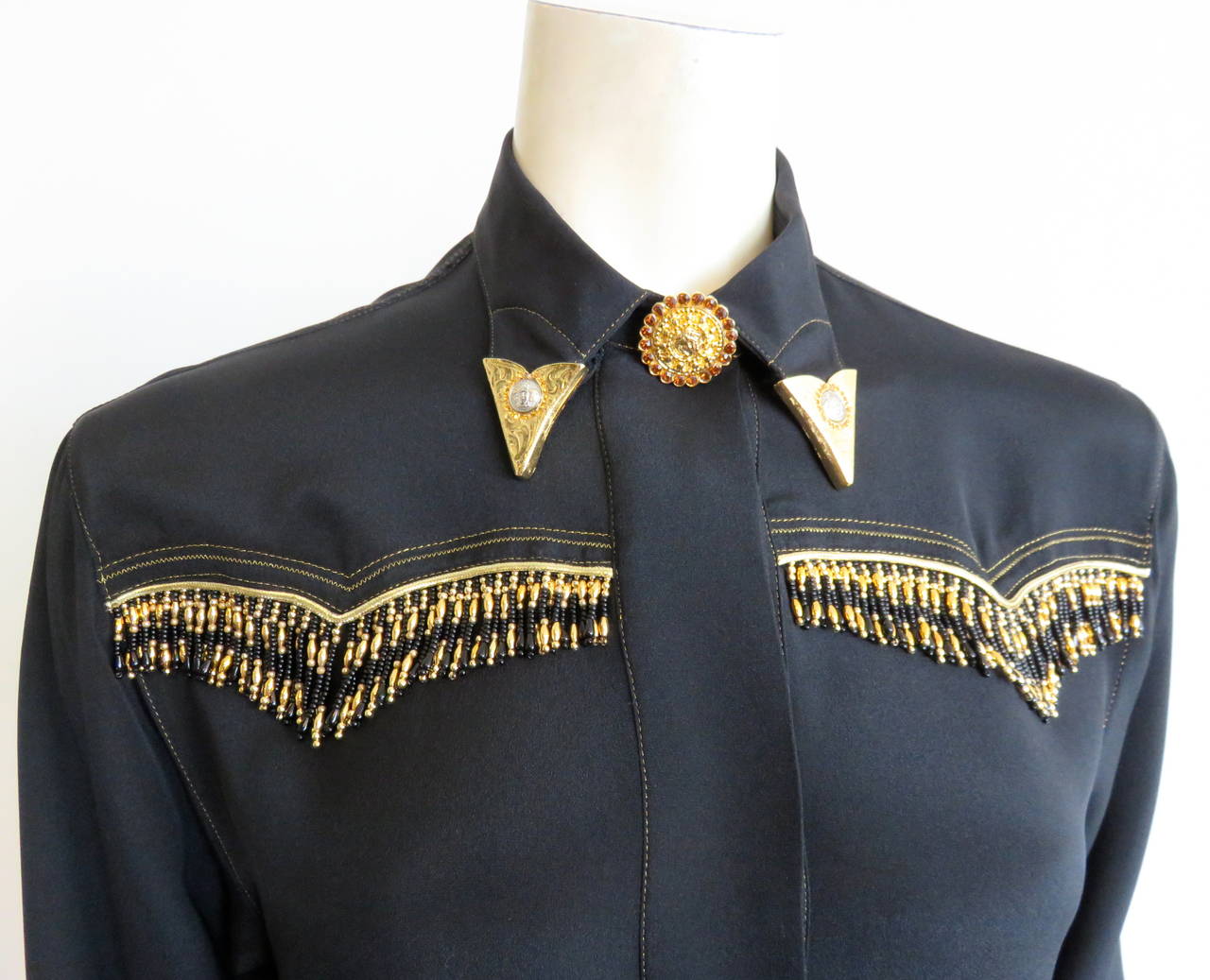 1992 GIANNI VERSACE COUTURE Beaded silk western shirt
