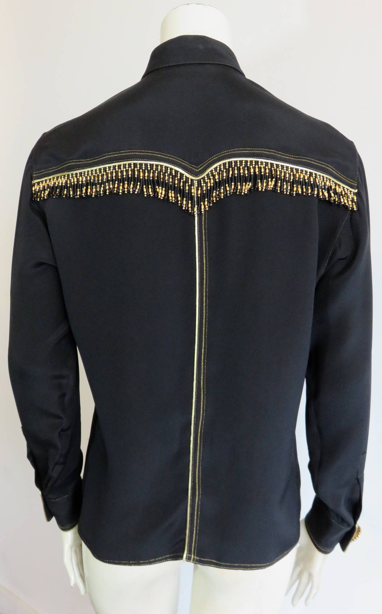 Women's 1992 GIANNI VERSACE COUTURE Beaded silk western shirt For Sale