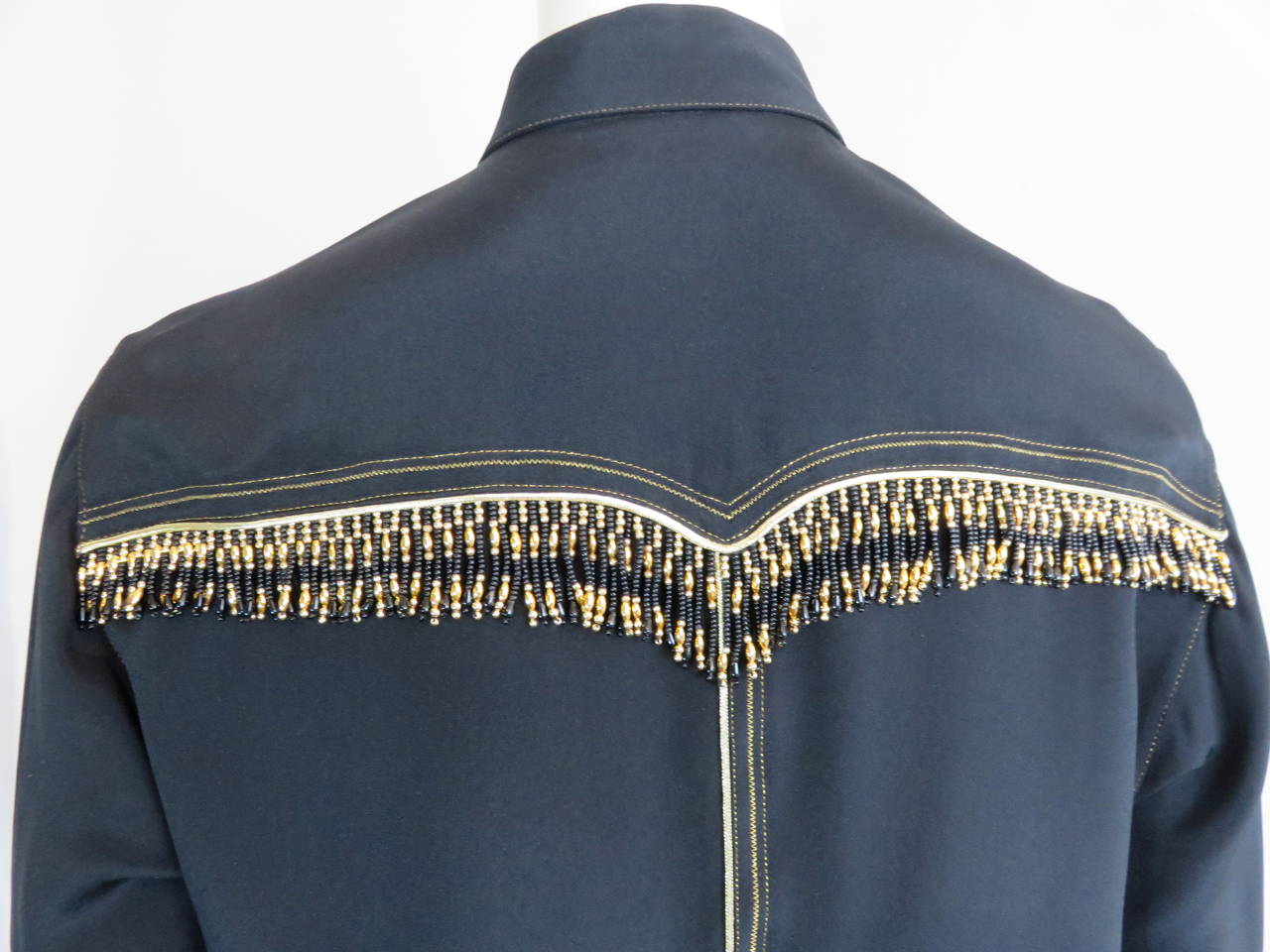 1992 GIANNI VERSACE COUTURE Beaded silk western shirt For Sale 1