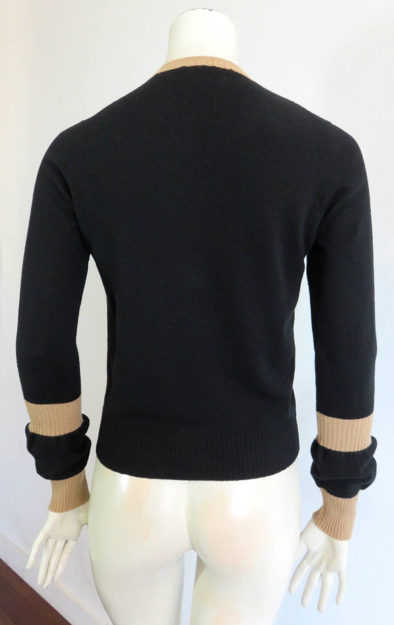 CHANEL PARIS Pure cashmere COCO shield sweater In Excellent Condition In Newport Beach, CA