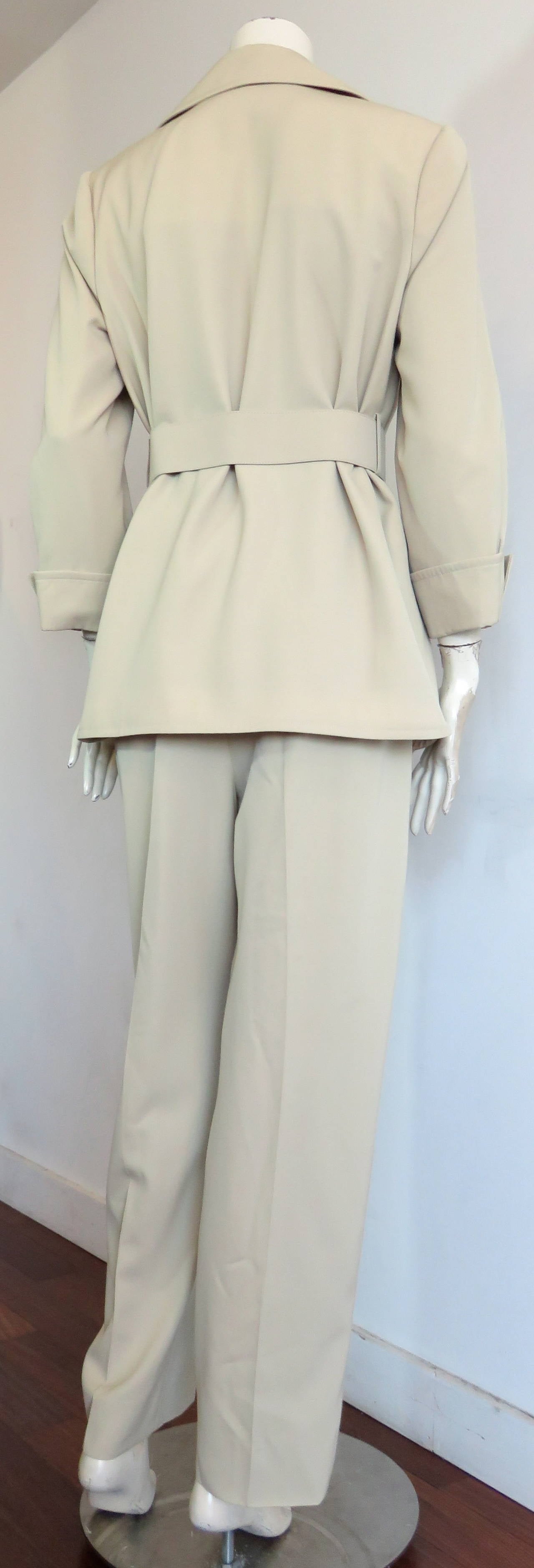 1990's YVES SAINT LAURENT YSL Safari belted pant suit In Excellent Condition In Newport Beach, CA