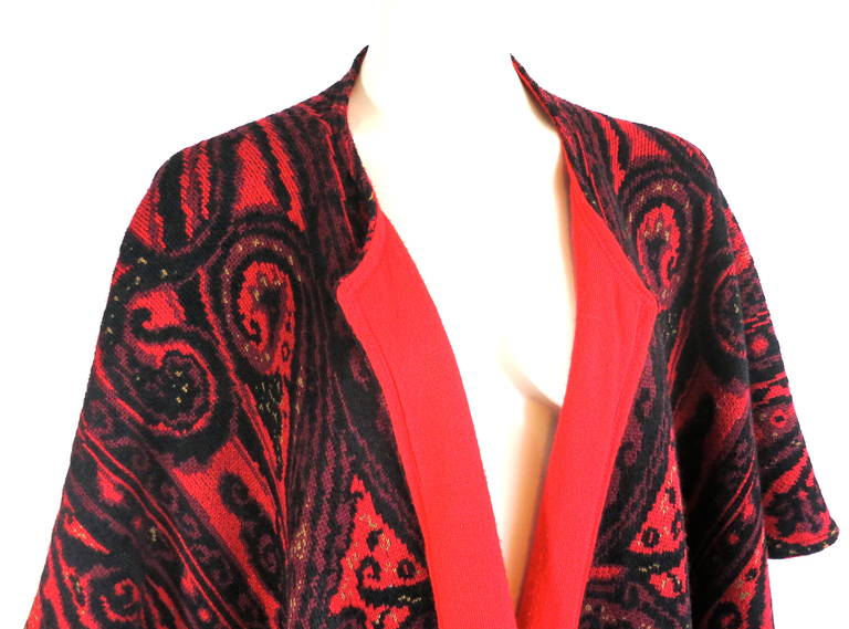 Women's 1980s JEAN-LOUIS SCHERRER PARIS Paisley sweater cape wrap For Sale