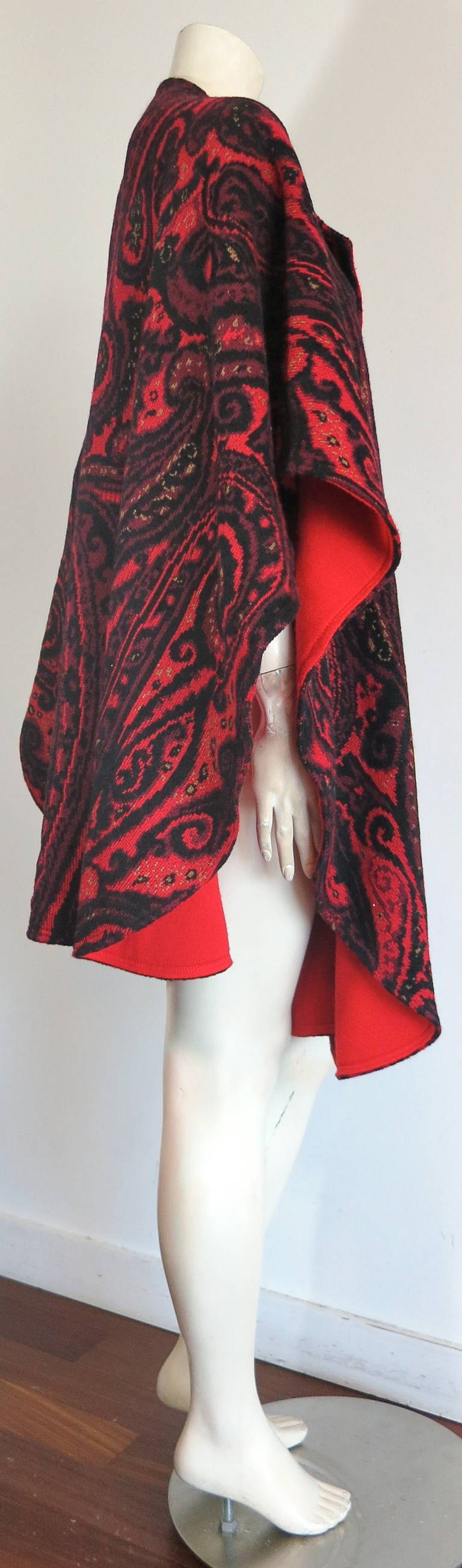 1980s JEAN-LOUIS SCHERRER PARIS Paisley sweater cape wrap For Sale 2