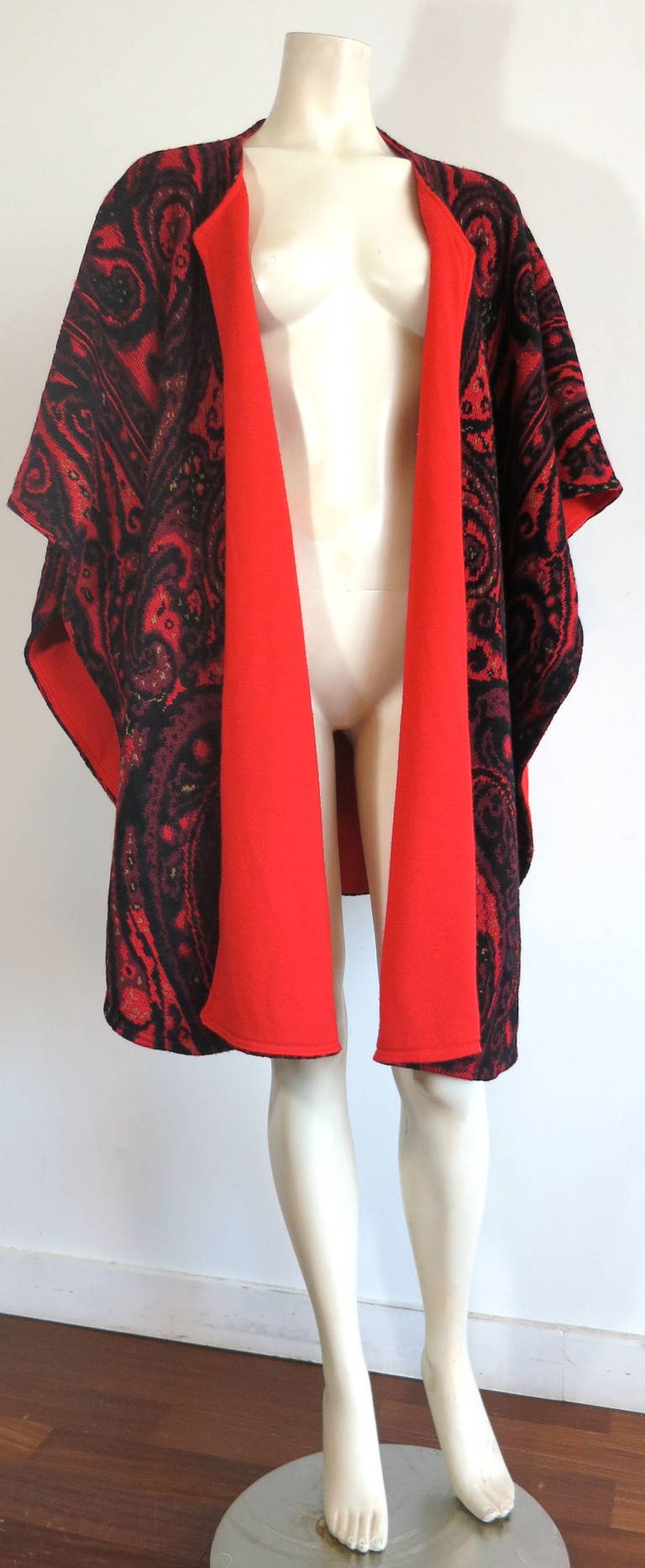 1980s JEAN-LOUIS SCHERRER PARIS Paisley sweater cape wrap For Sale 1