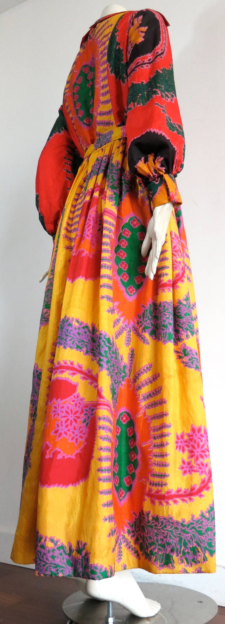 Women's 1970s GEOFFREY BEENE Silk 'Bohemian' style long dress For Sale