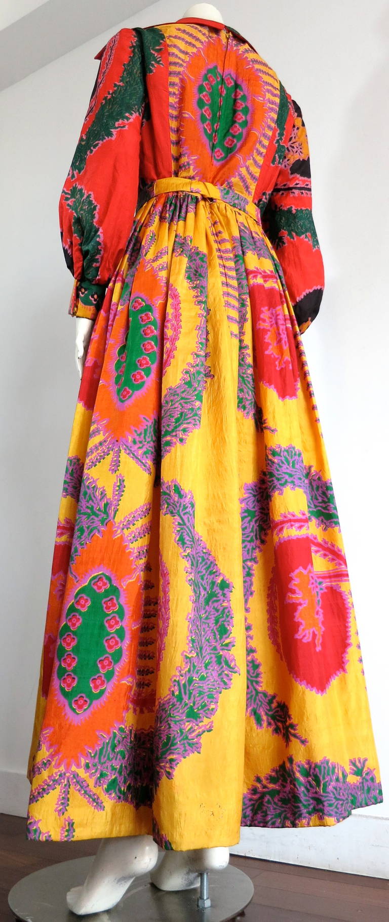 1970s GEOFFREY BEENE Silk 'Bohemian' style long dress For Sale 1