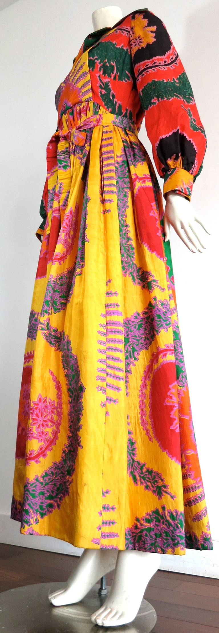 1970s GEOFFREY BEENE Silk 'Bohemian' style long dress For Sale 2