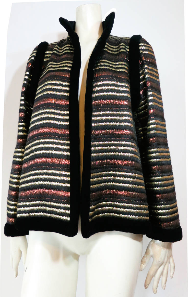 1970s YVES SAINT LAURENT Couture Metallic brocade & velvet jacket YSL