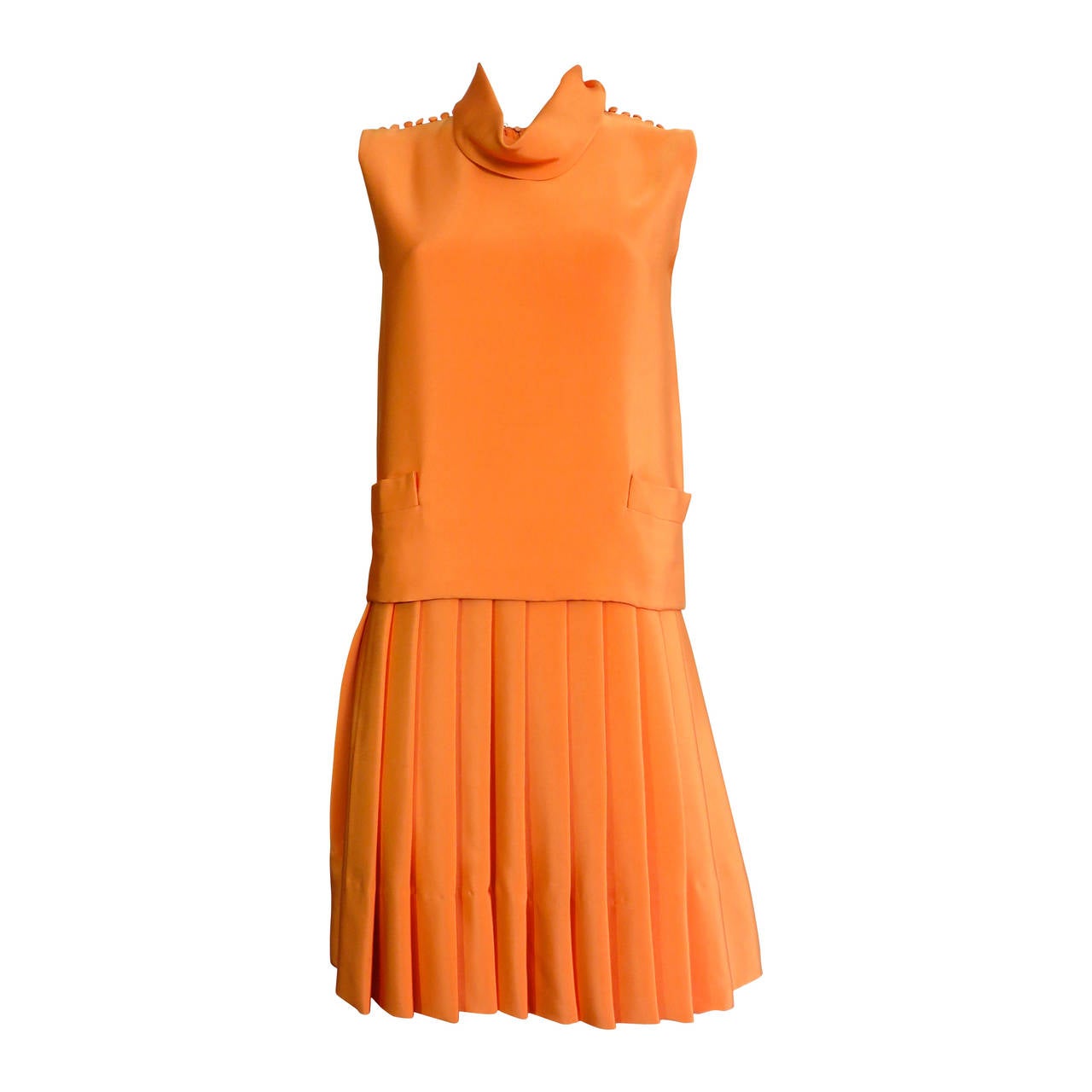 1960's NORMAN NORELL 2pc. Silk knife-pleat dress set For Sale