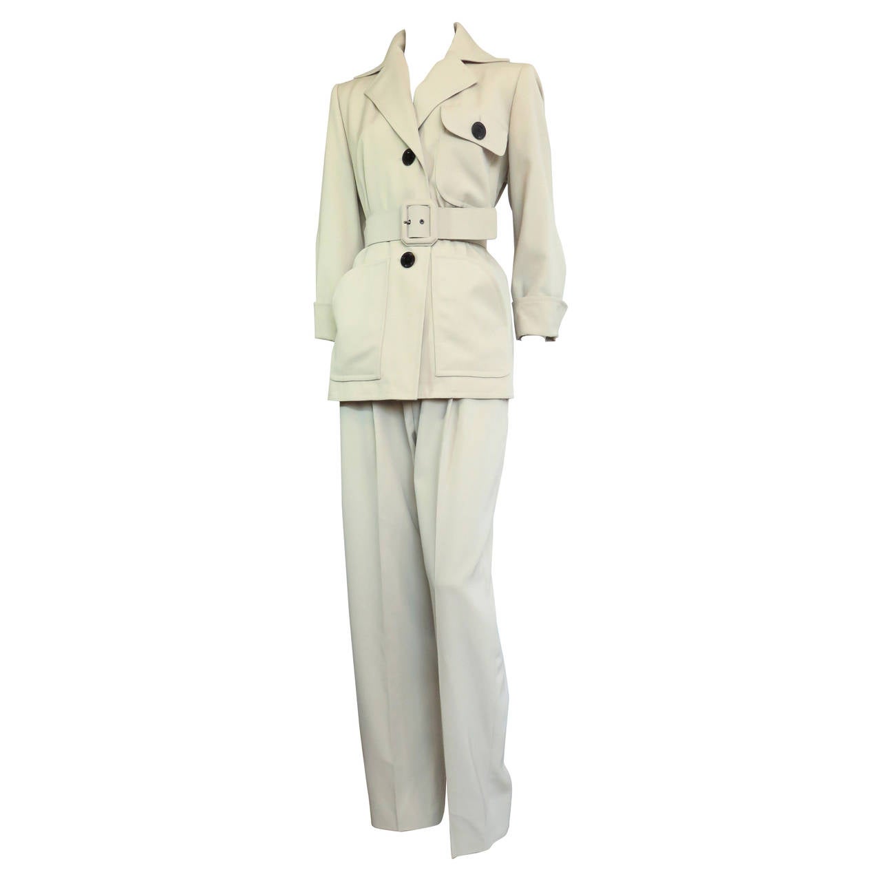1990's YVES SAINT LAURENT YSL Safari belted pant suit