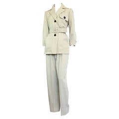 Retro 1990's YVES SAINT LAURENT YSL Safari belted pant suit