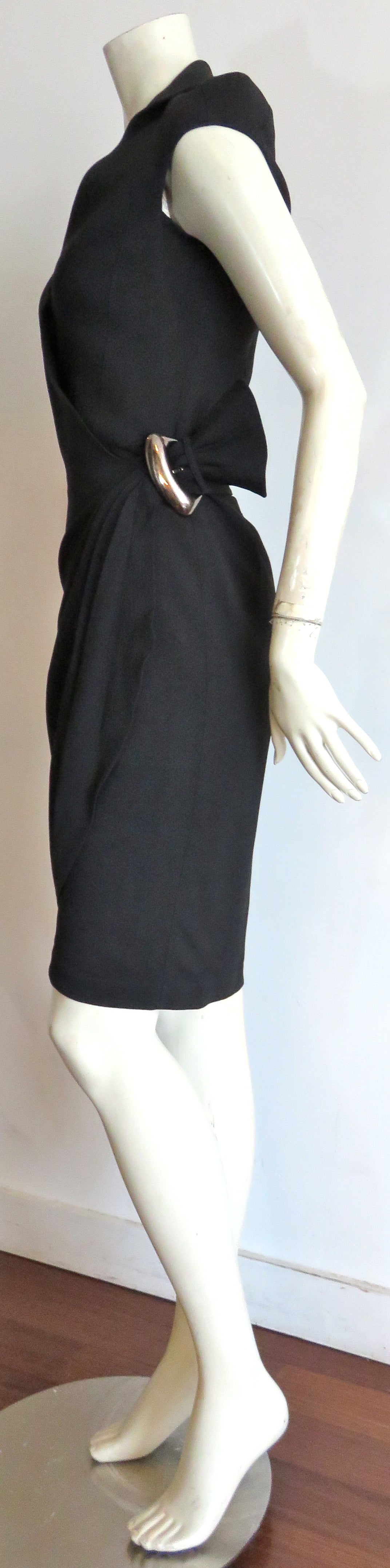 1980's THIERRY MUGLER Hardware detail wrap dress In Excellent Condition For Sale In Newport Beach, CA