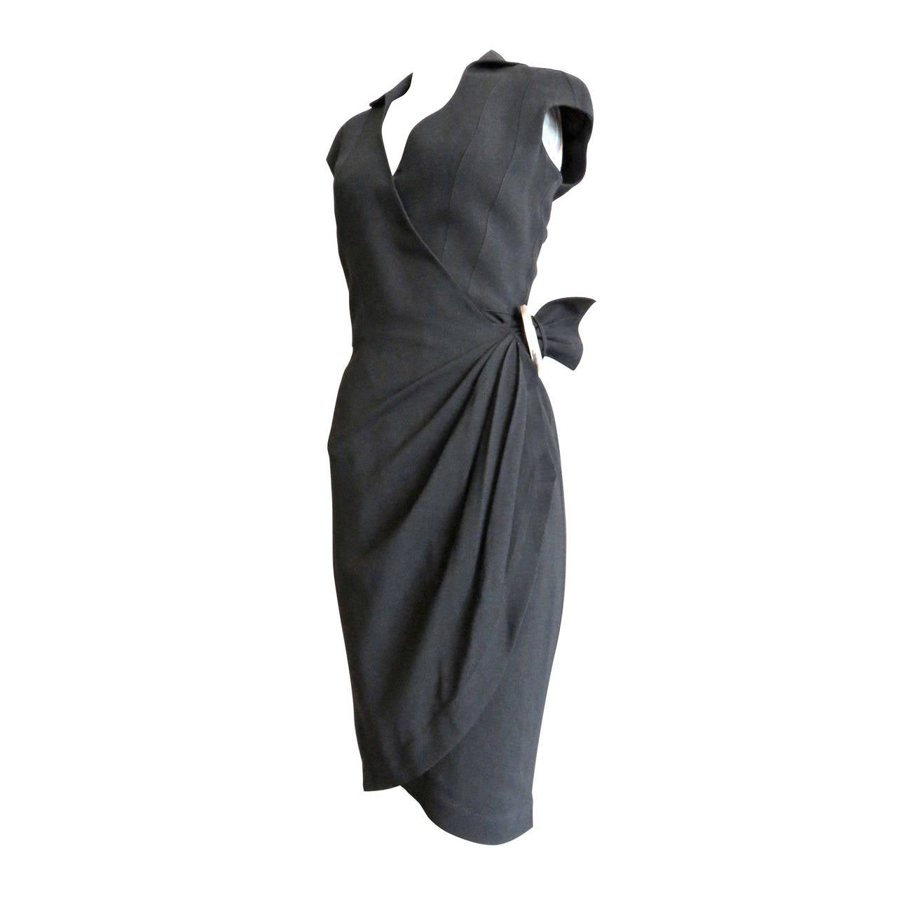 1980's THIERRY MUGLER Hardware detail wrap dress For Sale