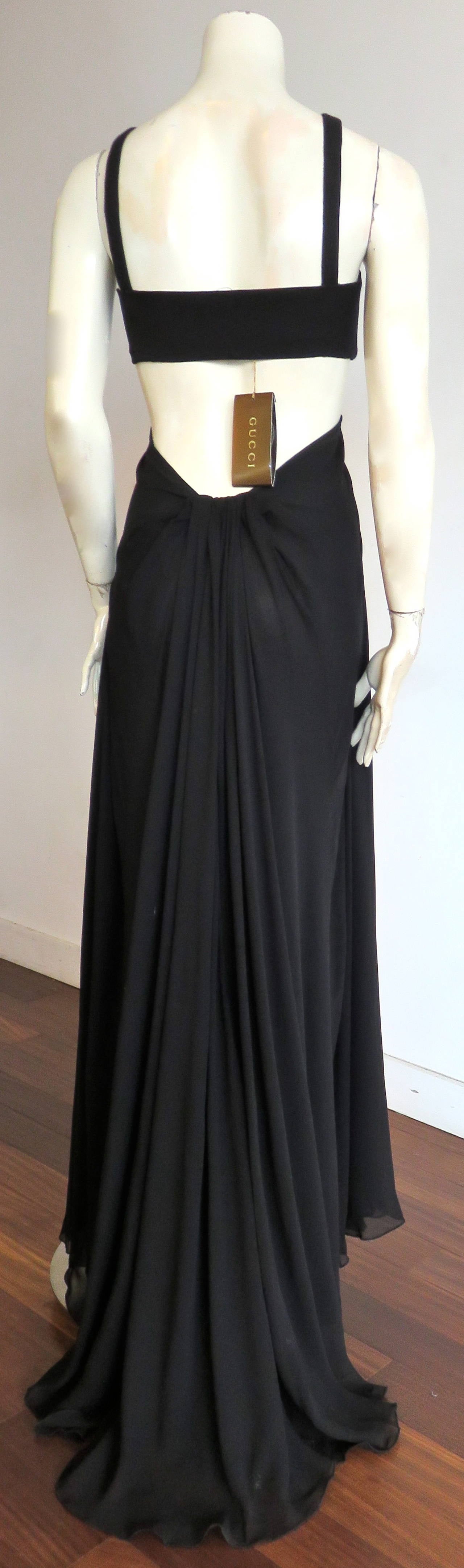 GUCCI by Tom Ford Black silk twisted drape cut-out dress - NWT For Sale 2